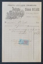 Invoice FRUIT VEGETABLE SIMON DELAUX TOULOUSE 1919 illustrated 70
