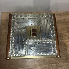 Ancien Plateau Serviteur Apéritif Art Déco 5 Raviers En Verre, Plateau Miroir