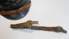 Jugulaire tressée officier casque Adrian cuir véritable vieilli couleur tabac