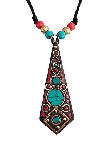 Pendentif tibétain cloisonné - pendentif,