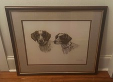 LEON DANCHIN Framed Pencil Signed HUNTING DOGS Sporting Art Lithograph