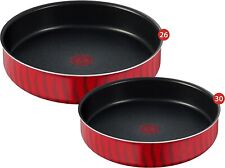 Tefal Tempo Flame Round Oven Tray Set 26, 30 cm Red Coated In France Non Stick