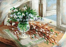 RIOLIS 1641  Willow and Snowdrops  Kit  broderie  Point de Croix compté  