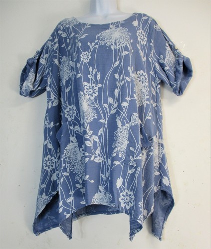 Top floral lin coton pour - top, lin/coton