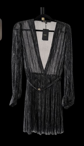 Maje robe noire plissée col - , v