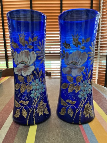 Paire vases émailles art - paire,