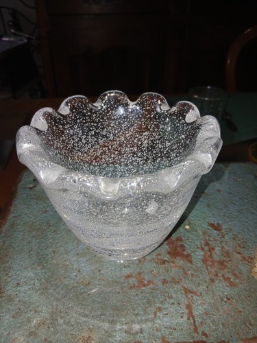 Daum vase verre bullé - vase,