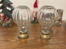 BOULE DE RAMPE D'ESCALIER EN CRISTAL MONTURE BRONZE XIXEME