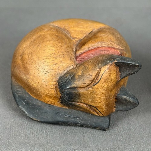 Statuette vintage chat - , bois