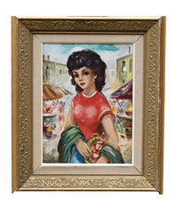 Dame Portrait Marché Huile