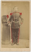 Colorized CDV c.1865. Belgian military with fur cap. Brussels. Belgium.