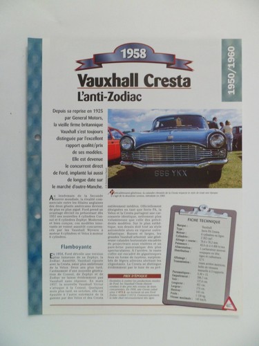 Carte fiche auto vauxhall - carte,