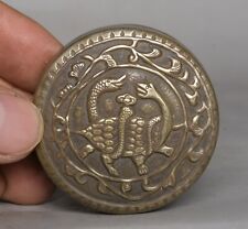 2" China Silver Dynasty Dragon Turtle Snake God Beast Cartridge Ink Box