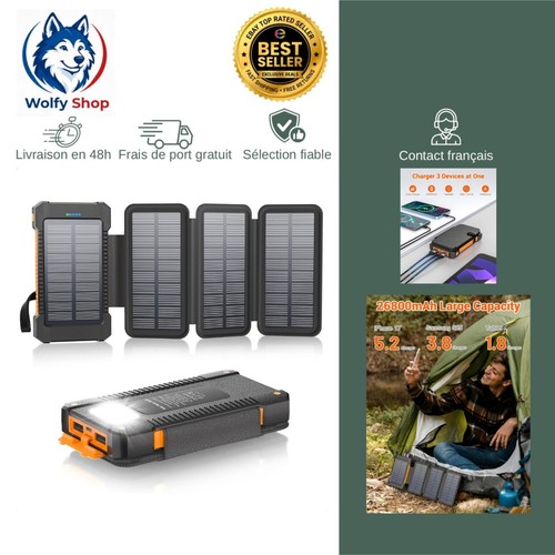 Chargeur solaire 26800mah - chargeur,