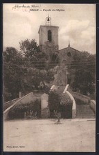 Old postcard Orgon, facade of the church 