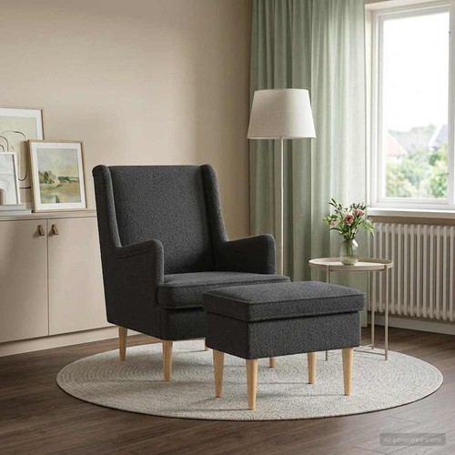 Fauteuil avec pouf - , 2