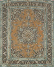 Tapis De Salon Fait Main En Laine Traditionnel Orange/Gris Teinté À La Main 6x8