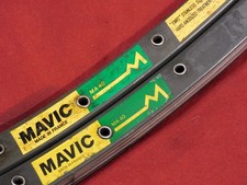 2 Vintage 1980's Mavic MA 40 Dark Gray Clincher Rims 700C 36H Presta @ 480 grams