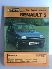 Autodata RENAULT 5 (from 1972) Car Repair Manual - pbk - published 1980
