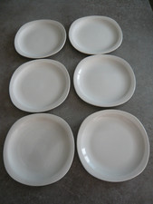 6 ASSIETTES PORCELAINE BLANCHE SARREGUEMINES PYROBLAN FRANCE - Diam: 22 cm