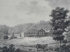 RUINES ABBAYE AULNE Belgique LITHOGRAPHIE Hainaut XIX°