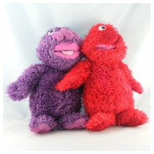 Peluche monstre mauve et rouge