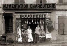 Old trade butcherie bike scooter Toulouse old photo 1920 recall