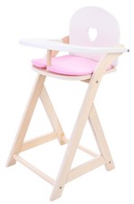 - 606017 - Chaise Haute en Bois pour Poupée Élégante - Rose et Blanc - Dimens...