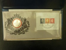 Enveloppe médaille argent et timbres Roi Baudouin 25 ans de règne