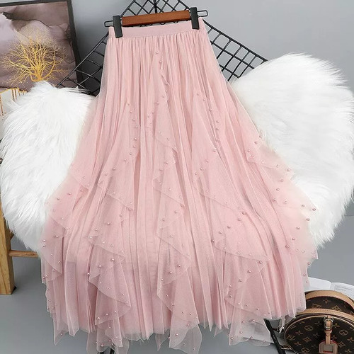 Jupe tulle longue - longue, rose