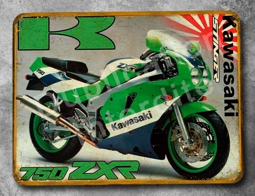 Plaque métal vintage kawasaki - métal,