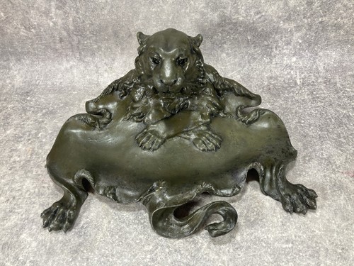 Bronze encrier vide poche peau - encrier,
