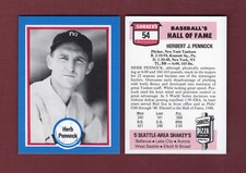 #54 HERB PENNOCK, Yankees/Red Sox/A's~ Shakeys Pizza Baseball's Hall of Fame NM