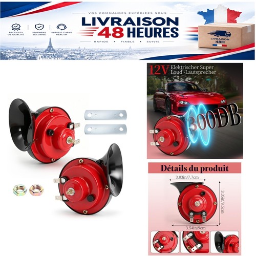 Klaxon voiture 12v rouge - 12v, 2