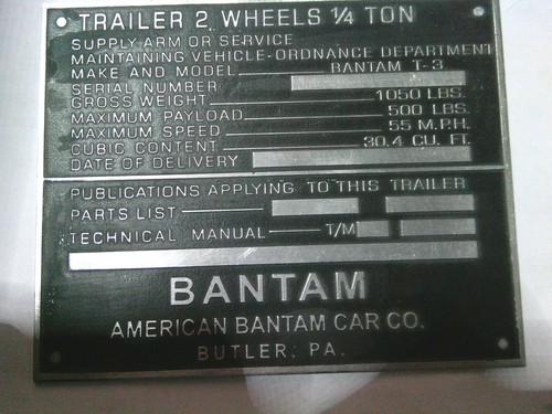 Plaque identification willys - plaque,