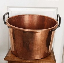 Marmite Bassine Cuivre 4,2 kg Poignées Fer Forgé Soudure Dent de Loup XIXe 