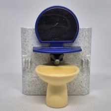 LAVABO JAUNE AVEC MIROIR BLEU