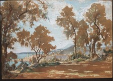 Grande gouache. Vue de Menton
