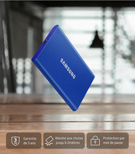 Disque dur SSD externe SAMSUNG Pack T7 1 To Bleu / 4 To Gris + Housse Offerte
