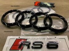 Audi RS6 C7 C7.5 Gloss Black Badge Set Front Rear Rings Grille Badge Boot Emblem