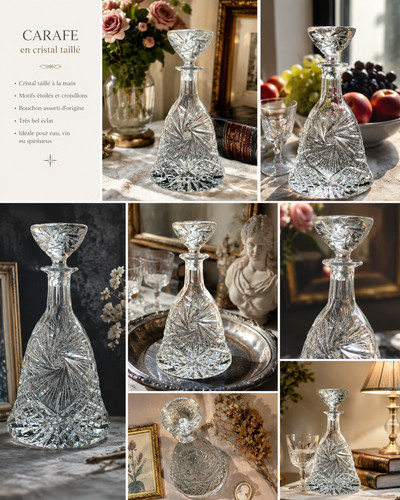 Carafe cristal taillé main