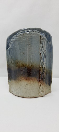 Vase méplat sculptural grès - vase,