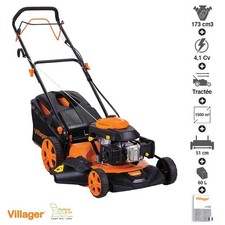 Tondeuse thermique autotractée moteur puissant 173cm3 4,1 cv coupe 50cm mulching