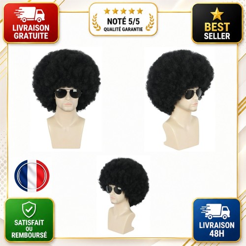 Perruque afro noire courte