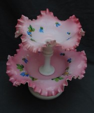 rare antique large enameled opaline edged table display good condition