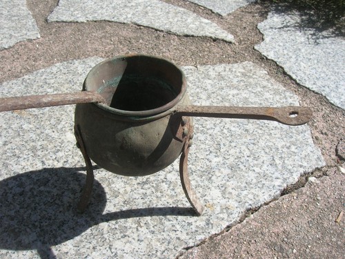 Ancien pot colle cuivre - colle,