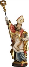 STATUE OF SAINT AMBROSE CM 20 CARVED IN VALGARDENA WOOD DECORATED BY HAND