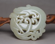 Certified Natural Hetian Jade Hand-carved Exquisite Dragon Pendants 14320