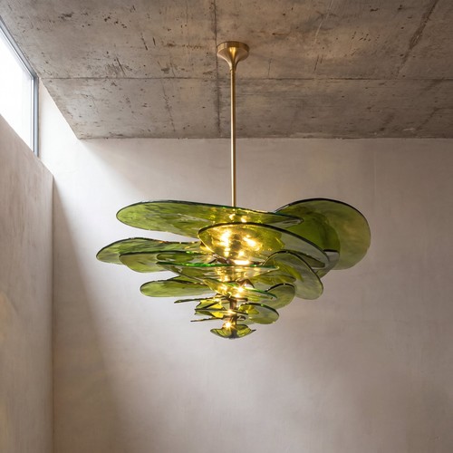 Retro amber green glass murano - green,
