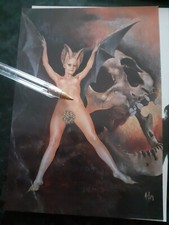 ASLAN _ Autographed _ THE BAT _ Gouache _ PIN-UP _ Very Very Rare